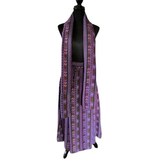 Vintage Handmade Woven Skirt & Matching Sash/Wrap Set – Purple Chevron Pattern - Picture 1 of 11